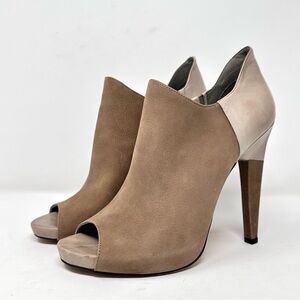 Vince Camuto Brendas Womens Tan Leather Suede High Heel Booties